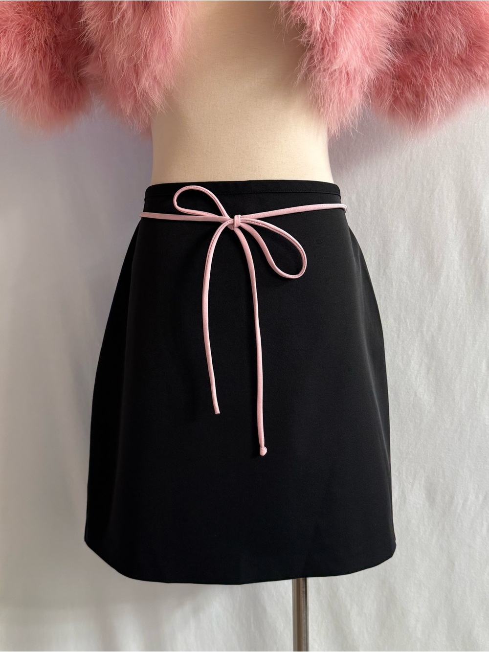 Y2K Black & Pink Tie Waist Skirt